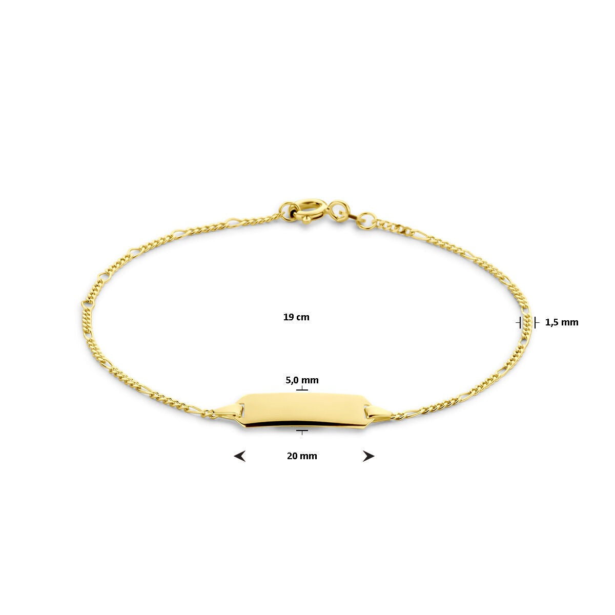 pulsera de grabado de oro amarillo de mujer – eslabón figaro