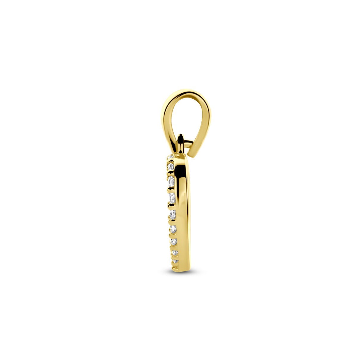 colgante de corazones en oro amarillo de 14k con circonitas - joya de mujer romántica llena de brillo