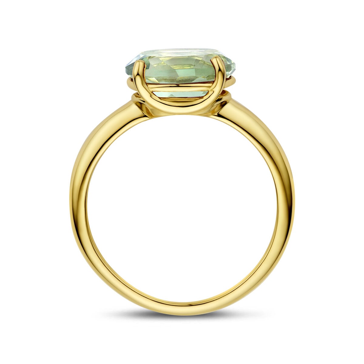 Anillo de oro amarillo de 14k con amatista verde