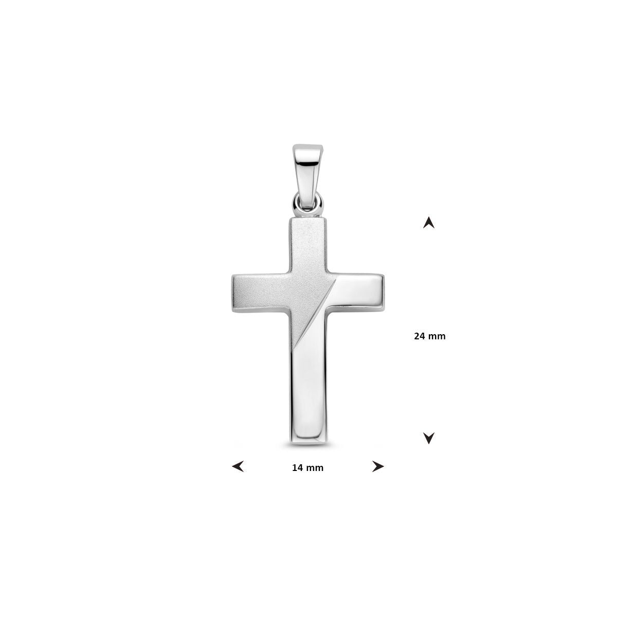Colgante de cruz de plata – rodiado en plata 925 con detalles mate, pulidos y diamantados
