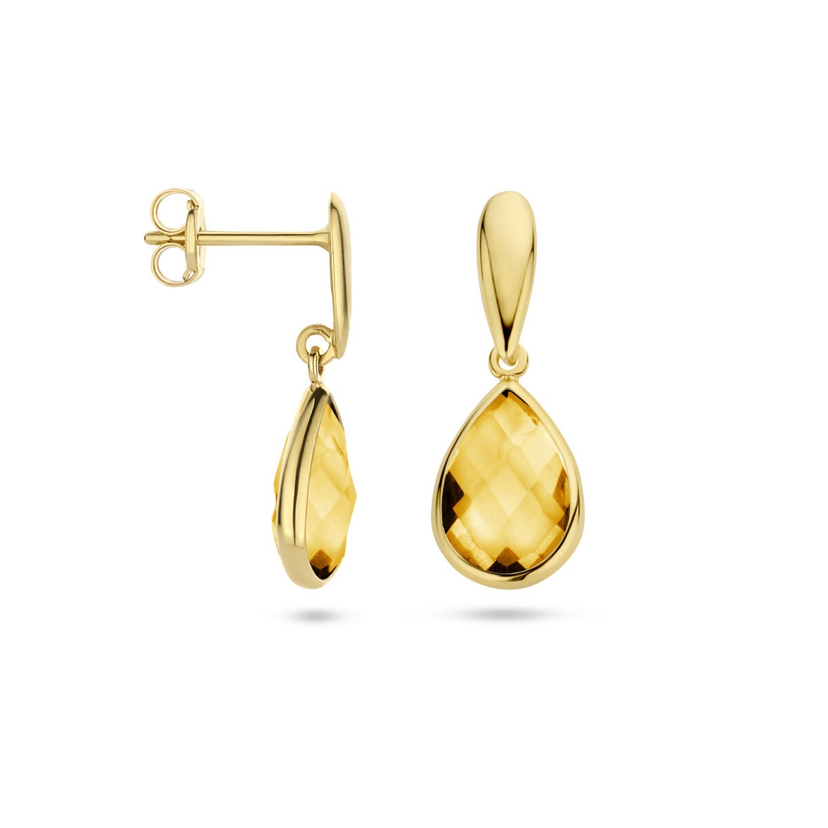 pendientes de oro amarillo de 9k con citrino