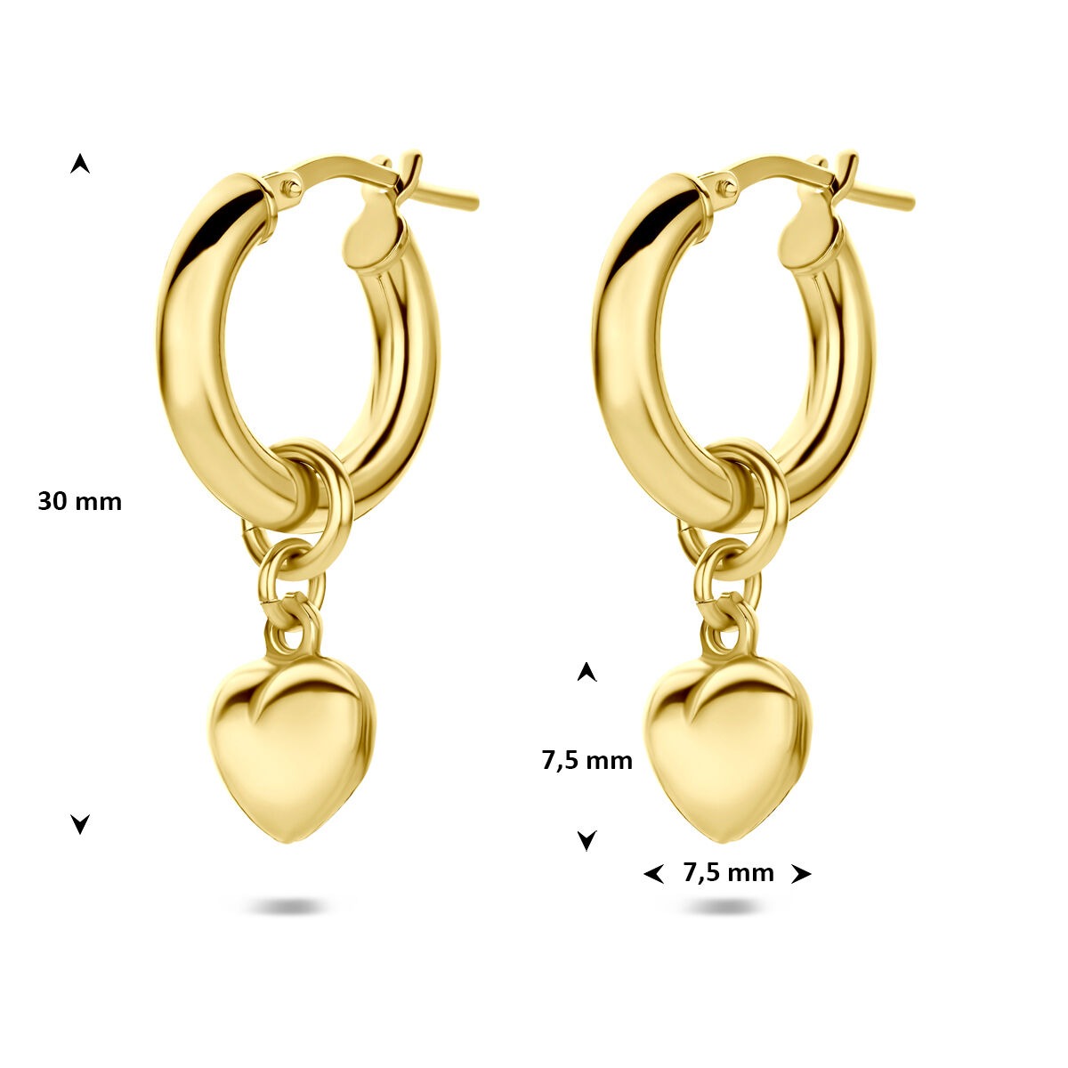 Aros de mujer chapado en oro 925 plata con corazón