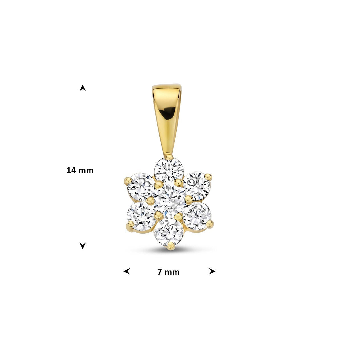 colgante chapado en oro amarillo con circonitas 14 x 7 mm