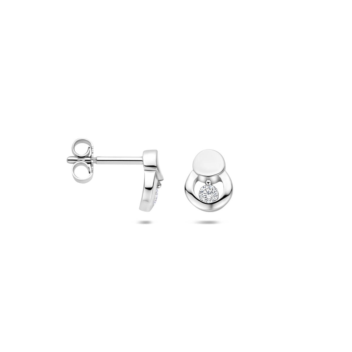 Pendientes de botón de plata con circonitas – rodiados 925