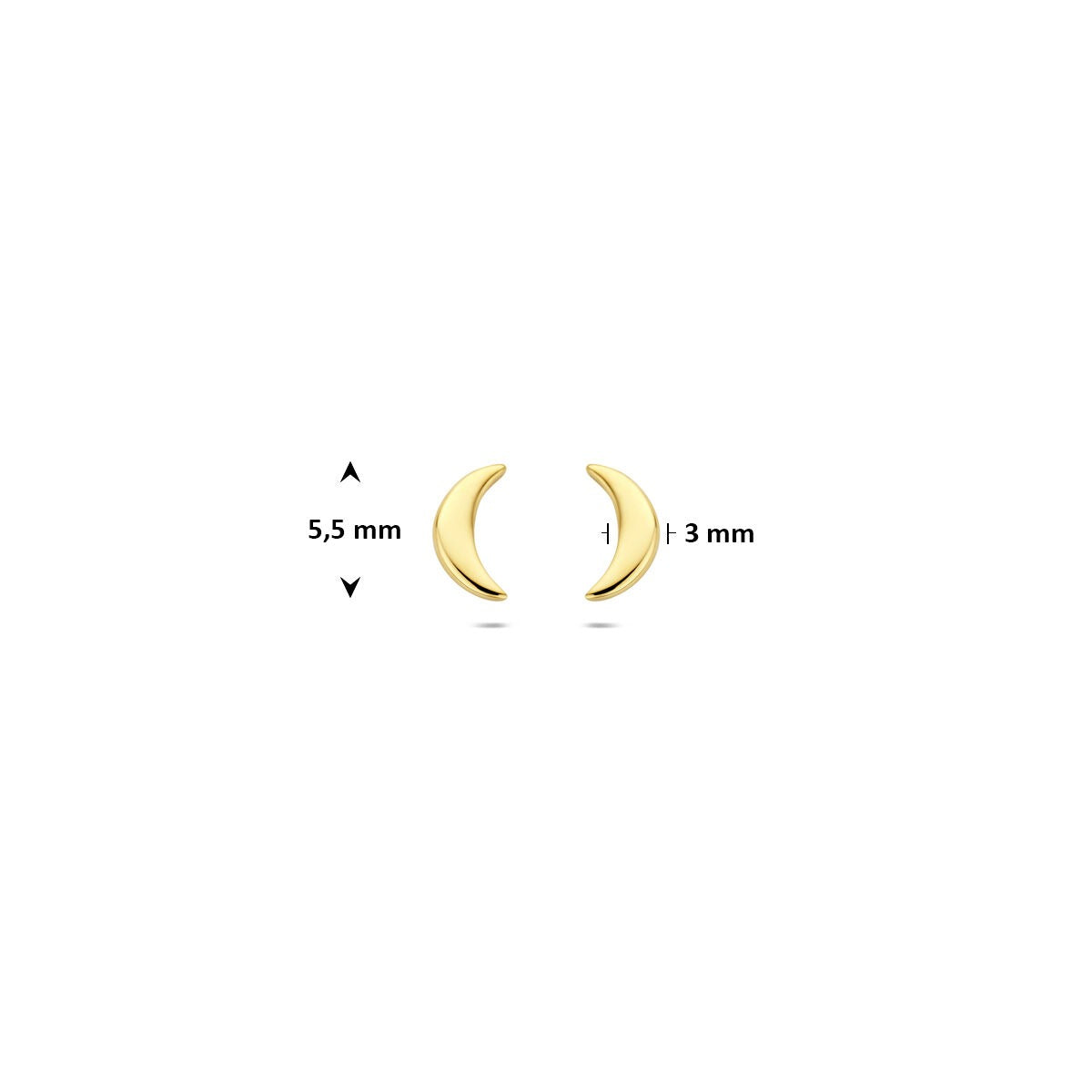 Pendientes de botón en forma de luna de oro amarillo de 14k – sutiles y simbólicos