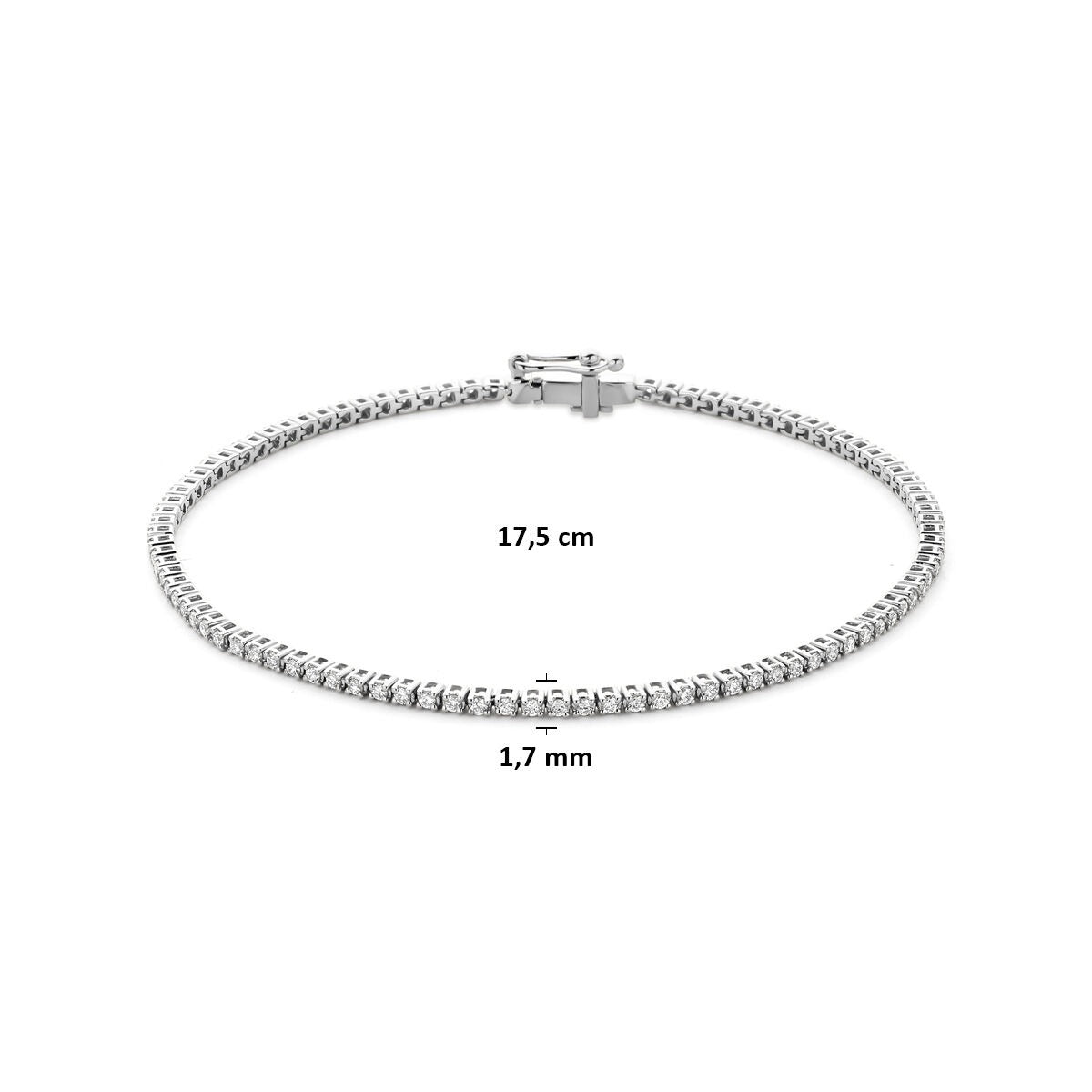 Pulsera de tenis de oro blanco de 14k con diamante cultivado en laboratorio
