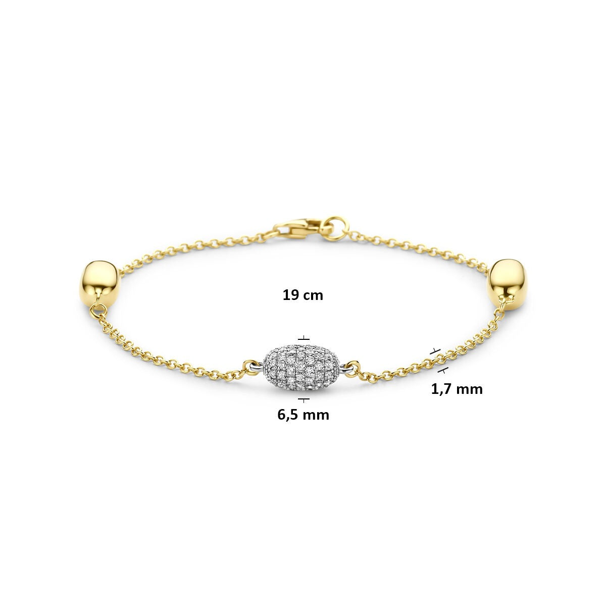 pulsera de oro amarillo y oro blanco bicolor con diamante