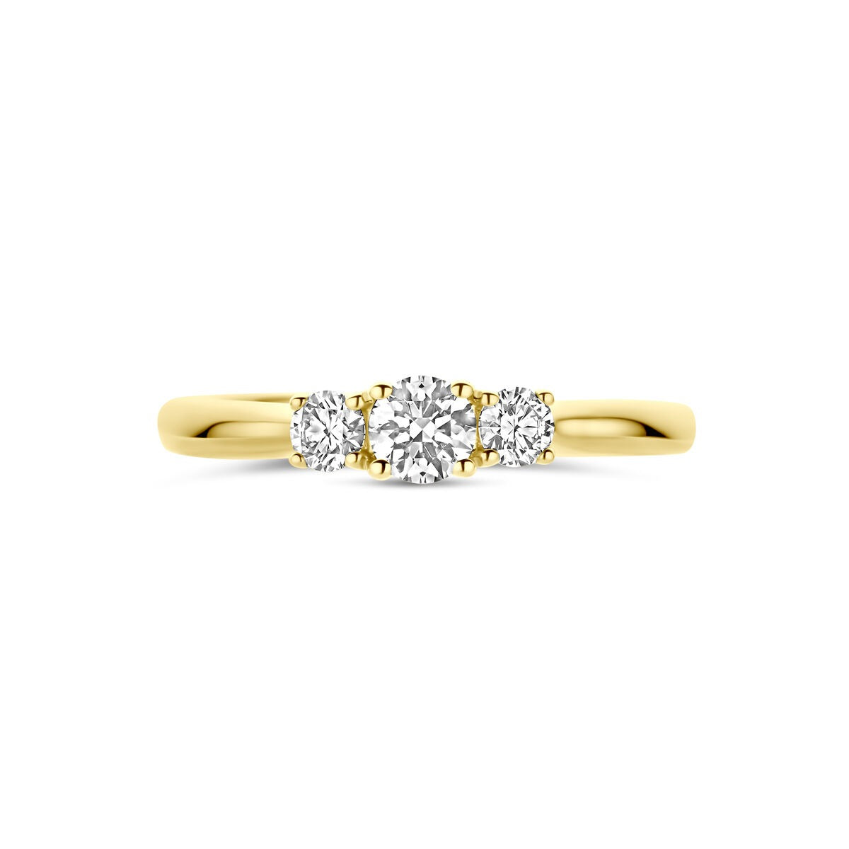 Anillo de oro amarillo de 14k con diamante cultivado en laboratorio de 0.45ct