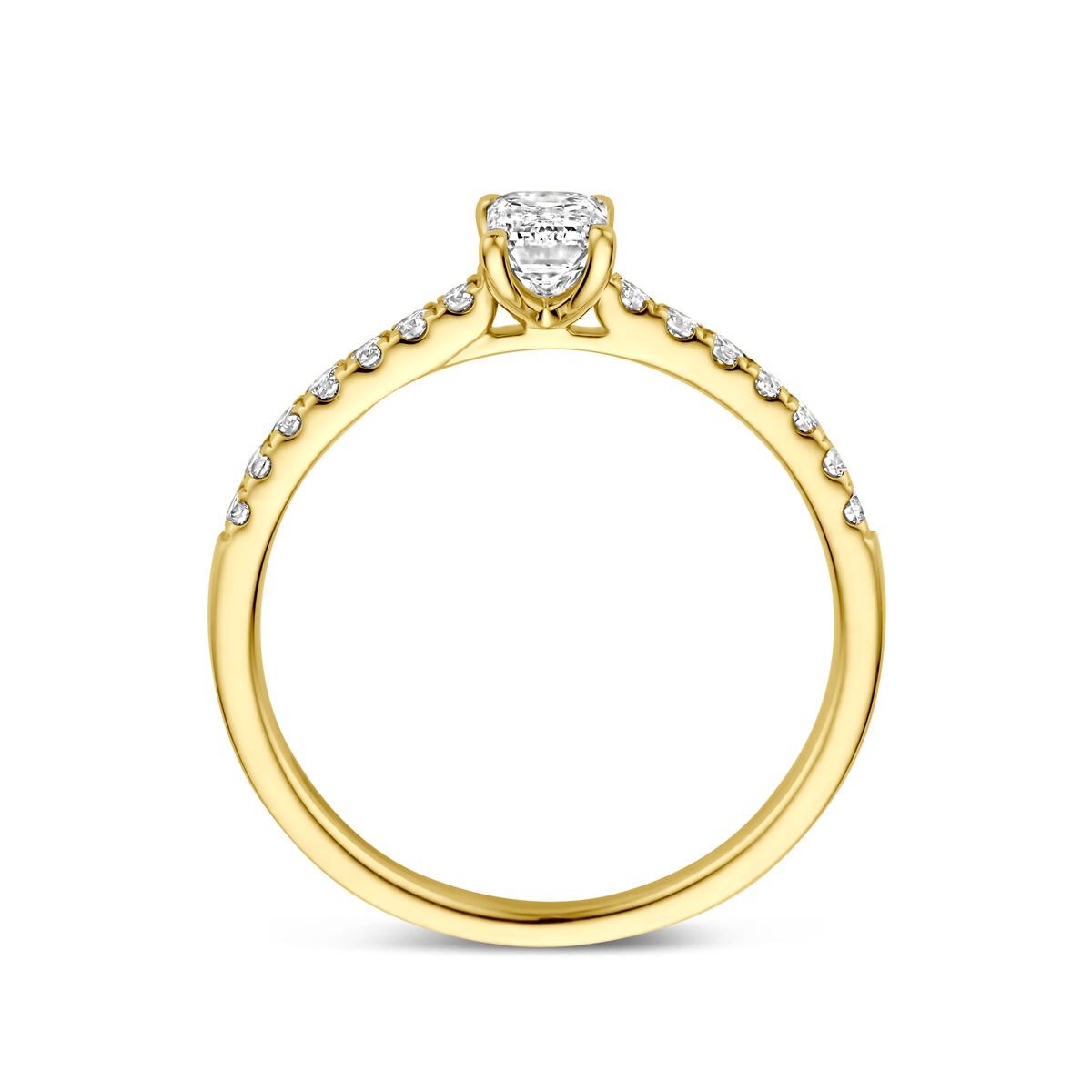 Anillo de oro 14k con diamante cultivado en laboratorio - forma de esmeralda