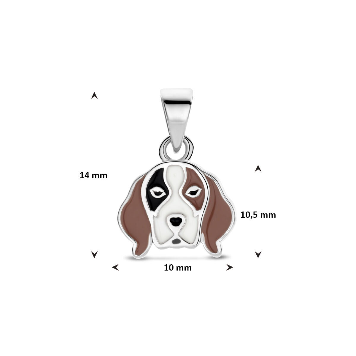 Colgante infantil perrito de plata rodiado 14mm