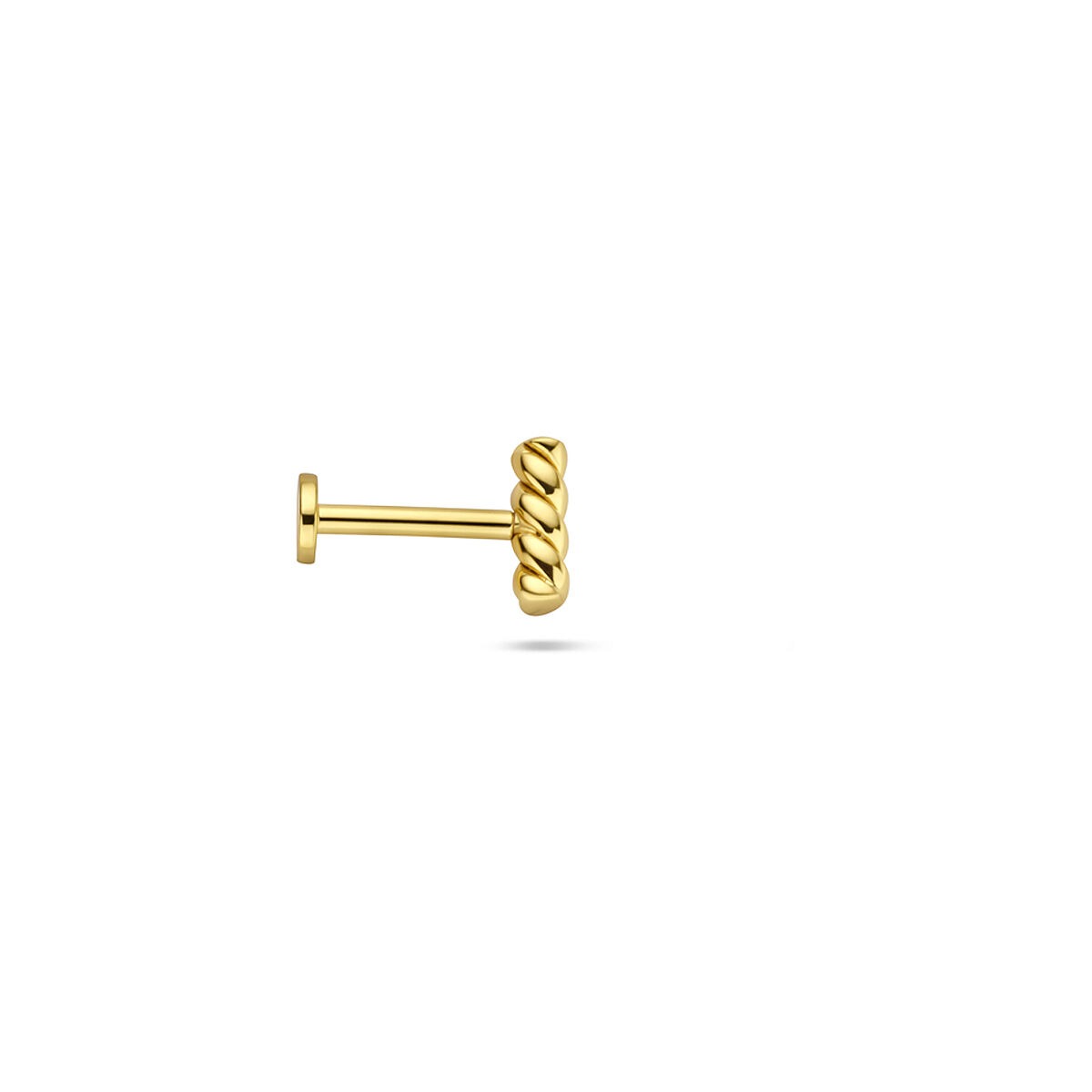 Piercing chapado en oro de plata 925 con barra retorcida