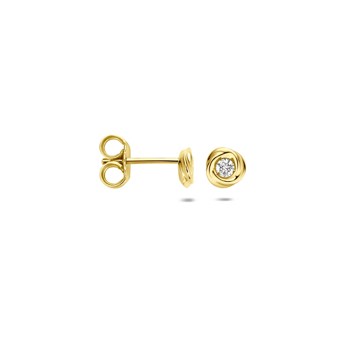 Pendientes de botón de oro amarillo con diamante cultivado en laboratorio