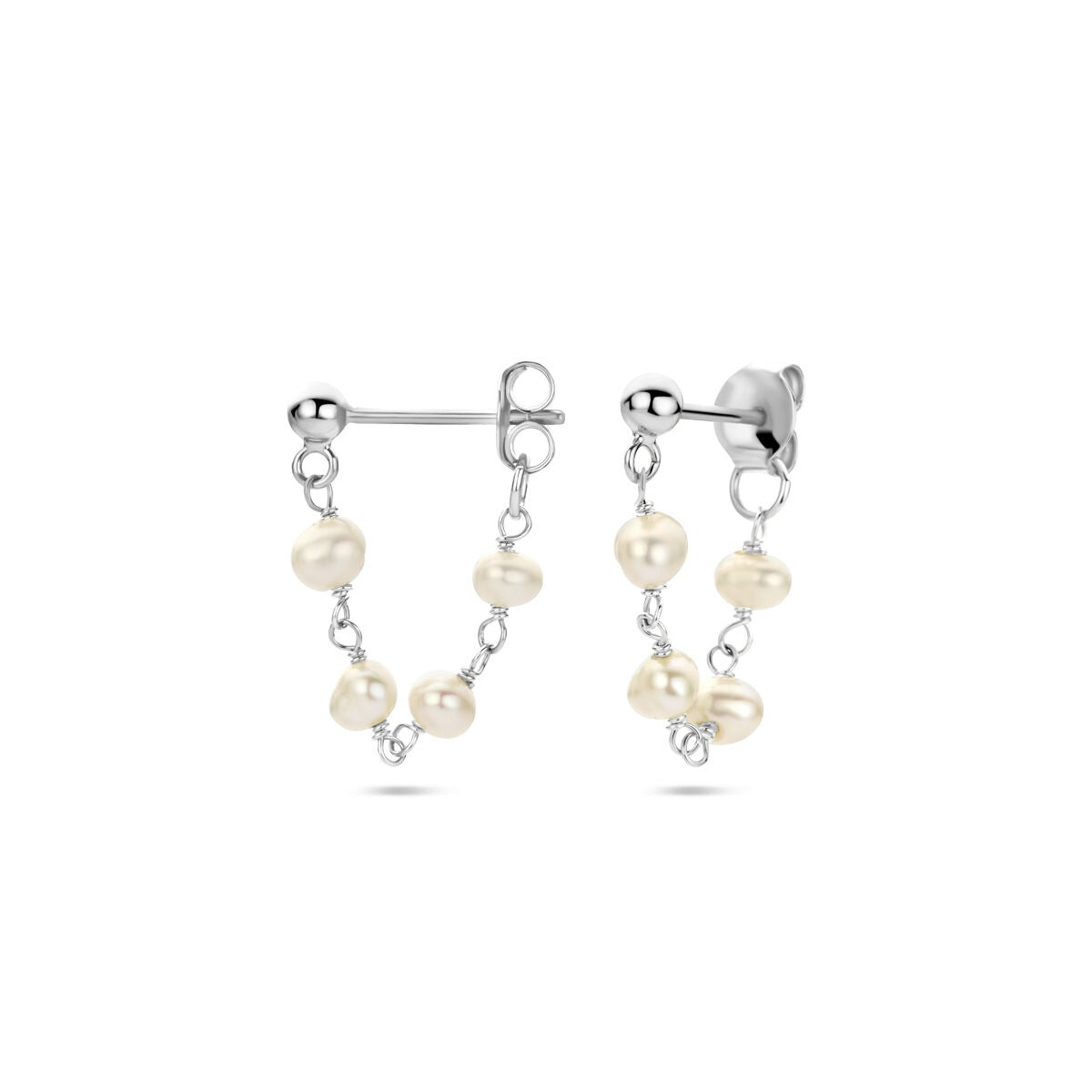 Pendientes de mujer de plata con perla – rodiados 18 mm