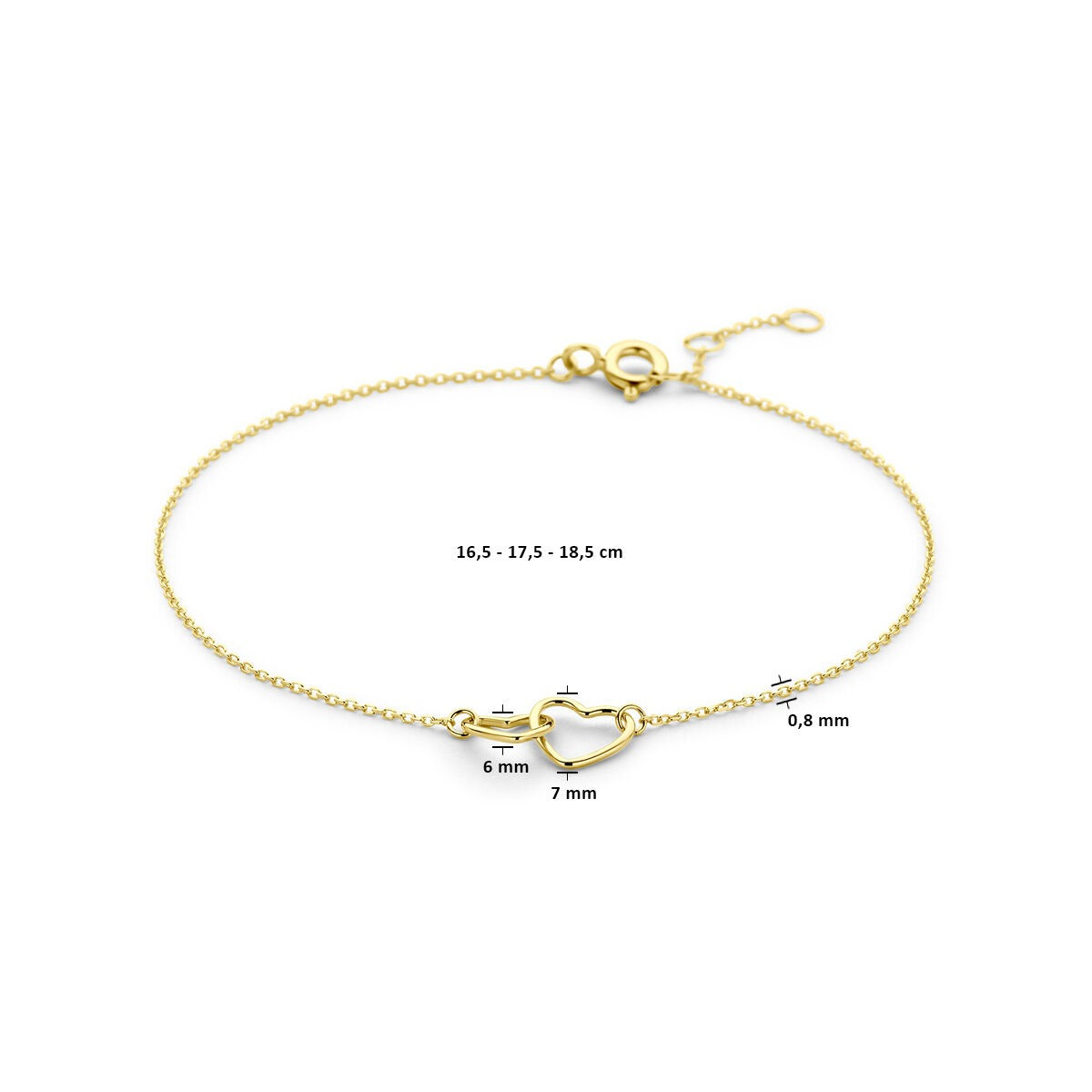 Pulsera de oro amarillo con corazones - Ajustable y detalle amoroso