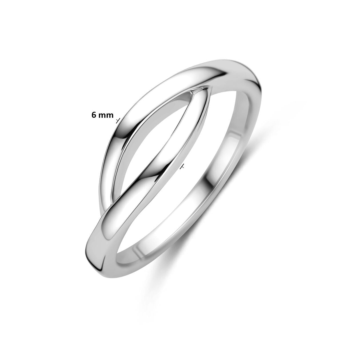 Anillo de mujer de plata rodiada – 6 mm de ancho