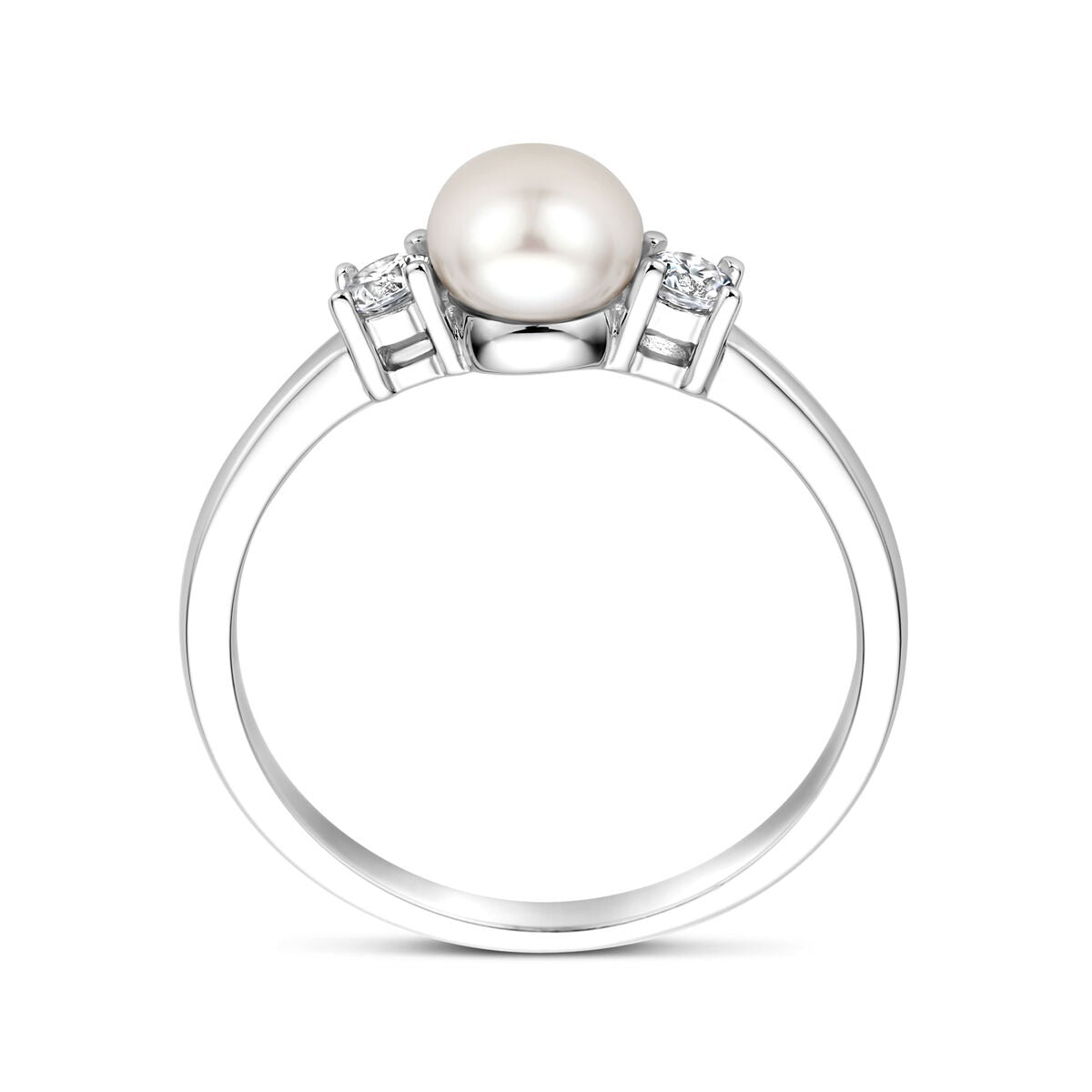 Anillo de plata con perla y circonita – anillo de mujer en plata 925 rodiada