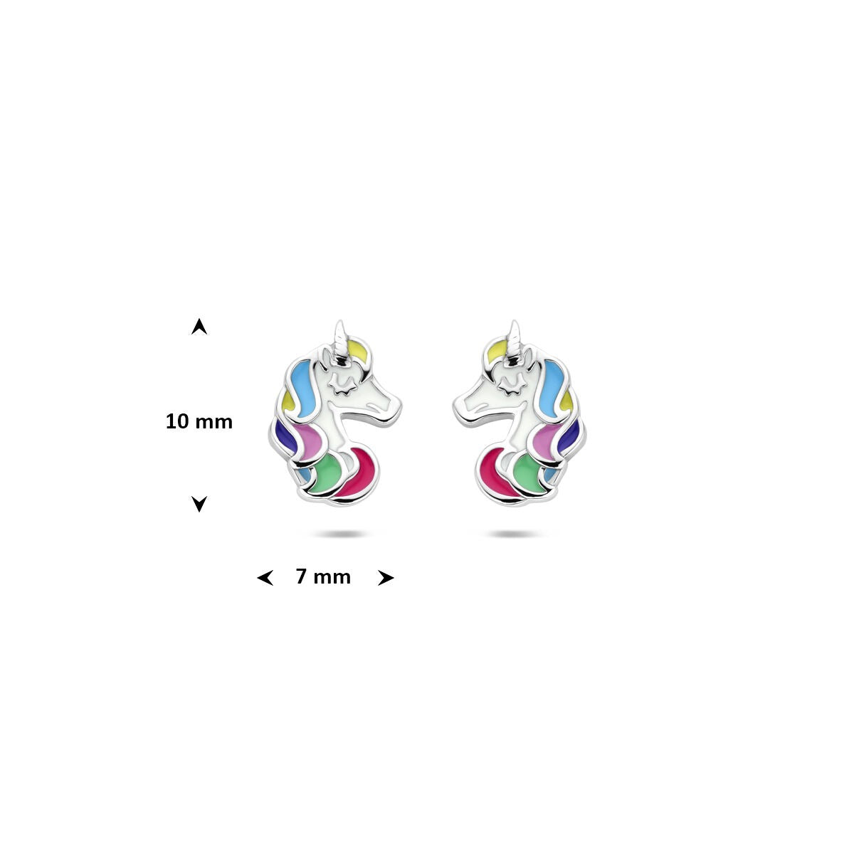 Pendientes de botón de plata - rodiados con esmalte de colores