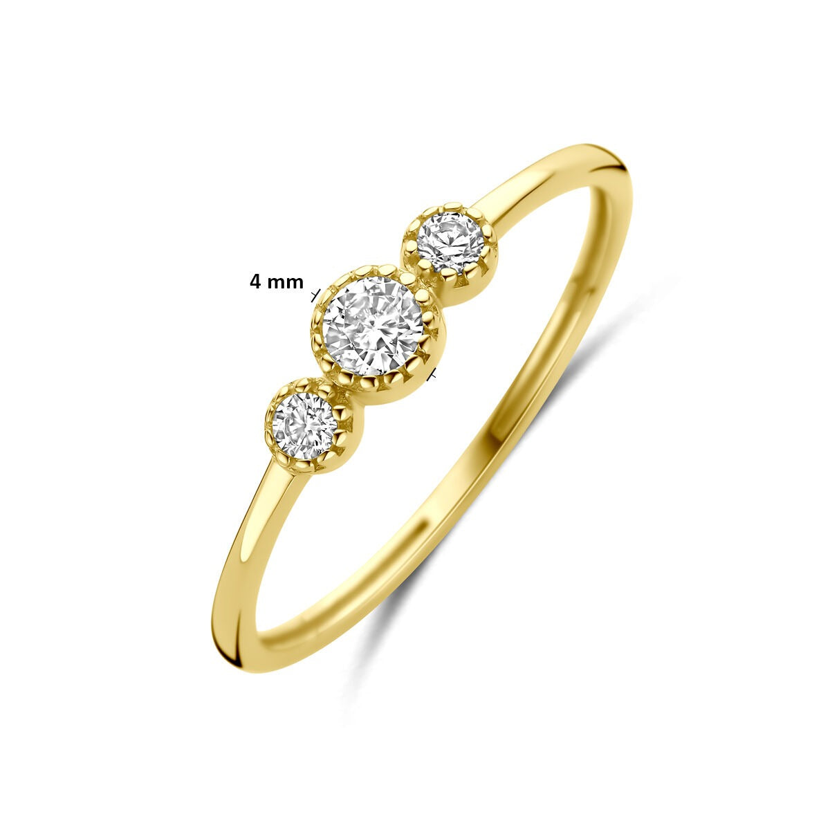 Anillo de mujer en oro amarillo con circonitas – 14k oro amarillo