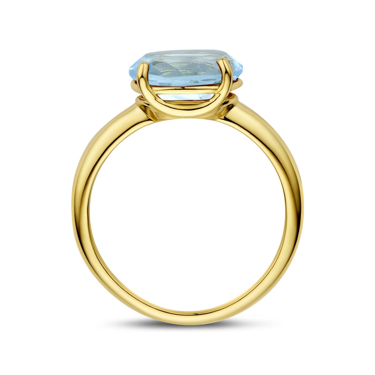 Anillo de oro amarillo de 14k con topacio azul