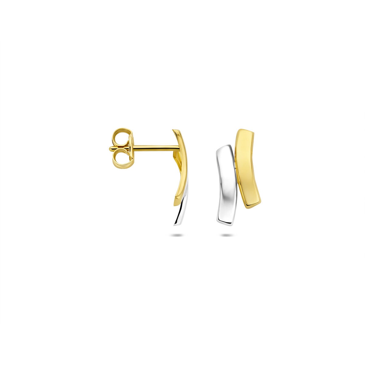 pendientes de botón de oro bicolor de 9k
