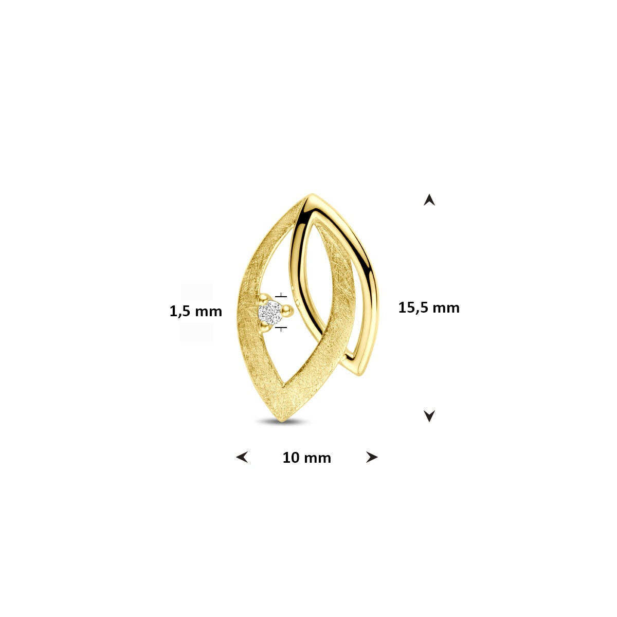 Colgante de oro con diamante 14k 0.02ct h si 15,5 mm