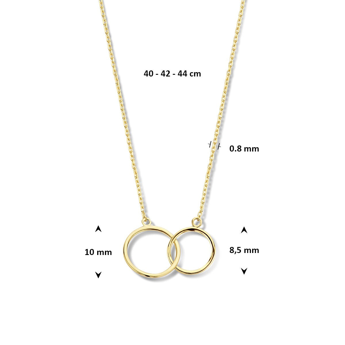collar 40 - 42 - 44 cm de 9K color oro amarillo