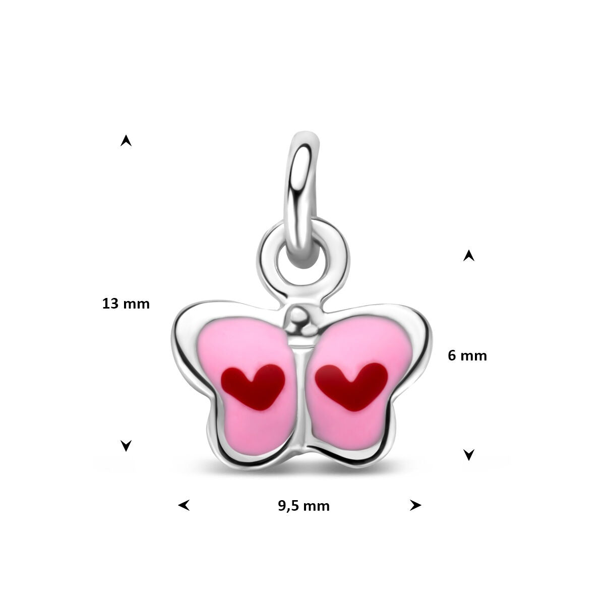 Colgante de mariposa de plata rodiada con esmalte