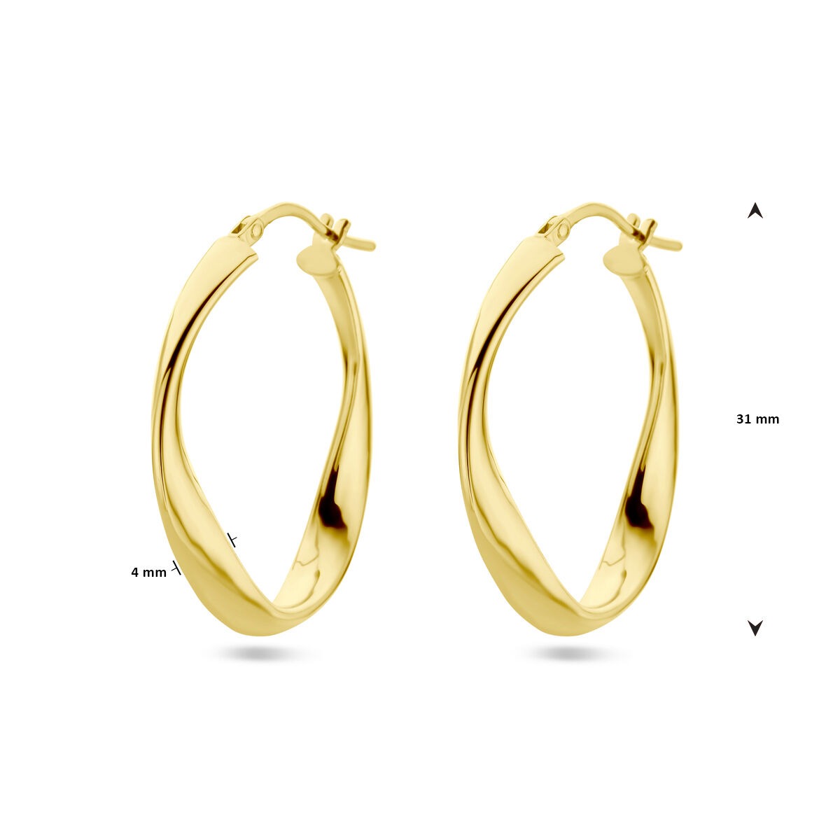 Aros de plata chapados en oro – 31x4 mm