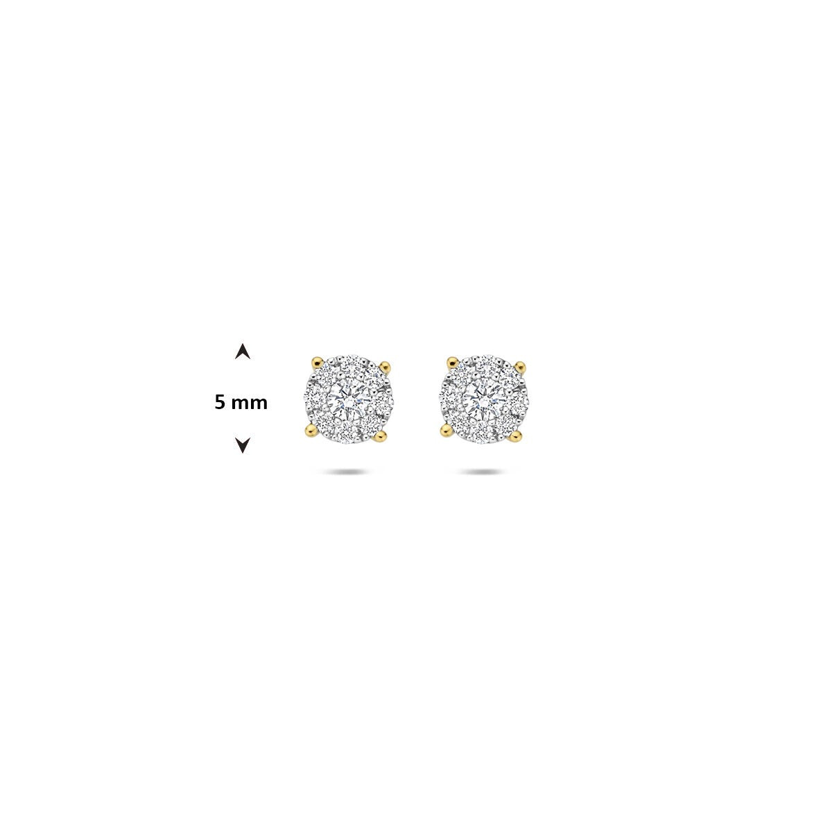 Pendientes de botón bicolor de 14k con diamante – 0.25ct, 5mm