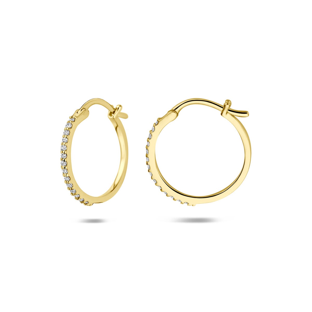 Aros de oro amarillo de 14k con diamante cultivado en laboratorio de 0,15 ct
