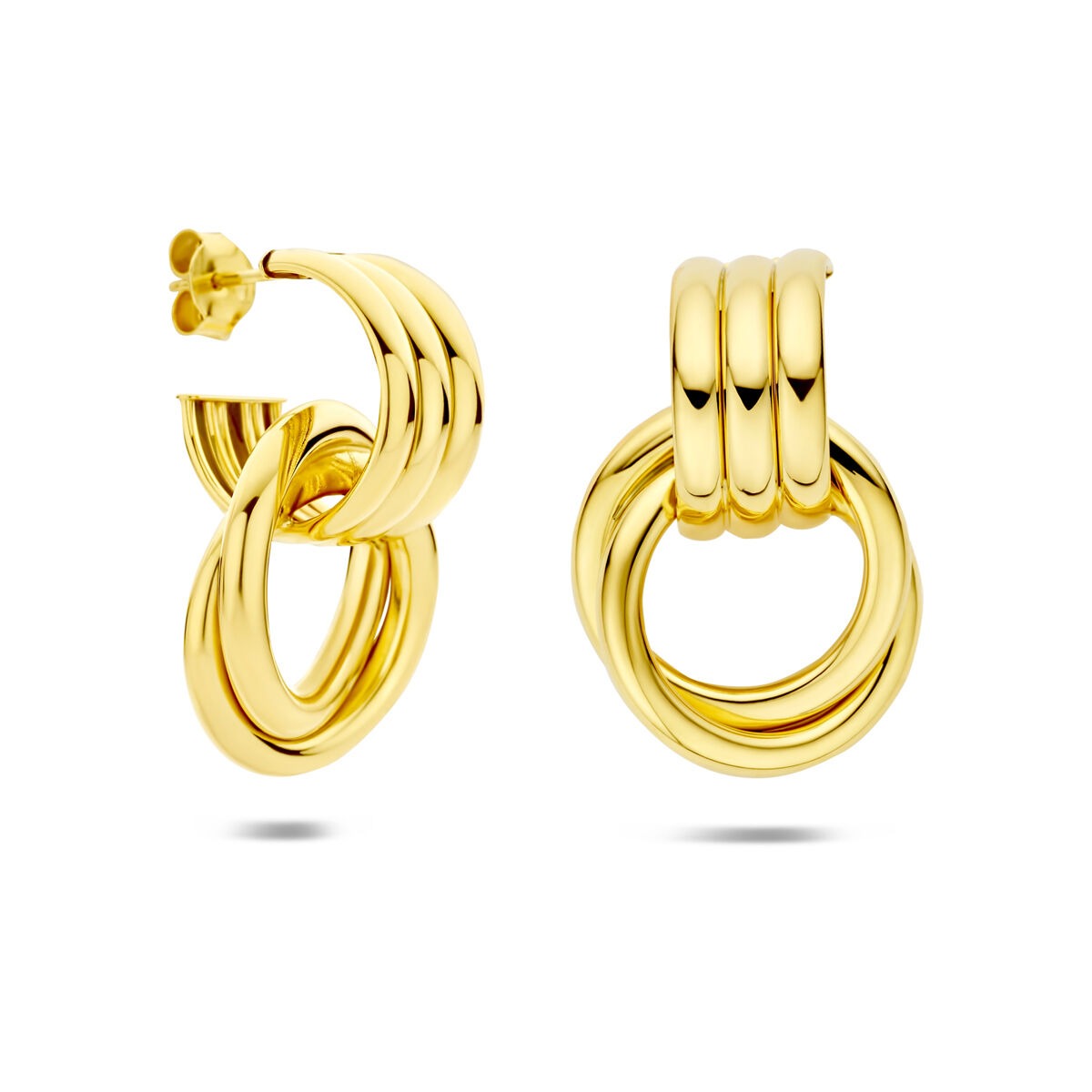 Aros chapados en oro de plata 32 x 21.5 mm