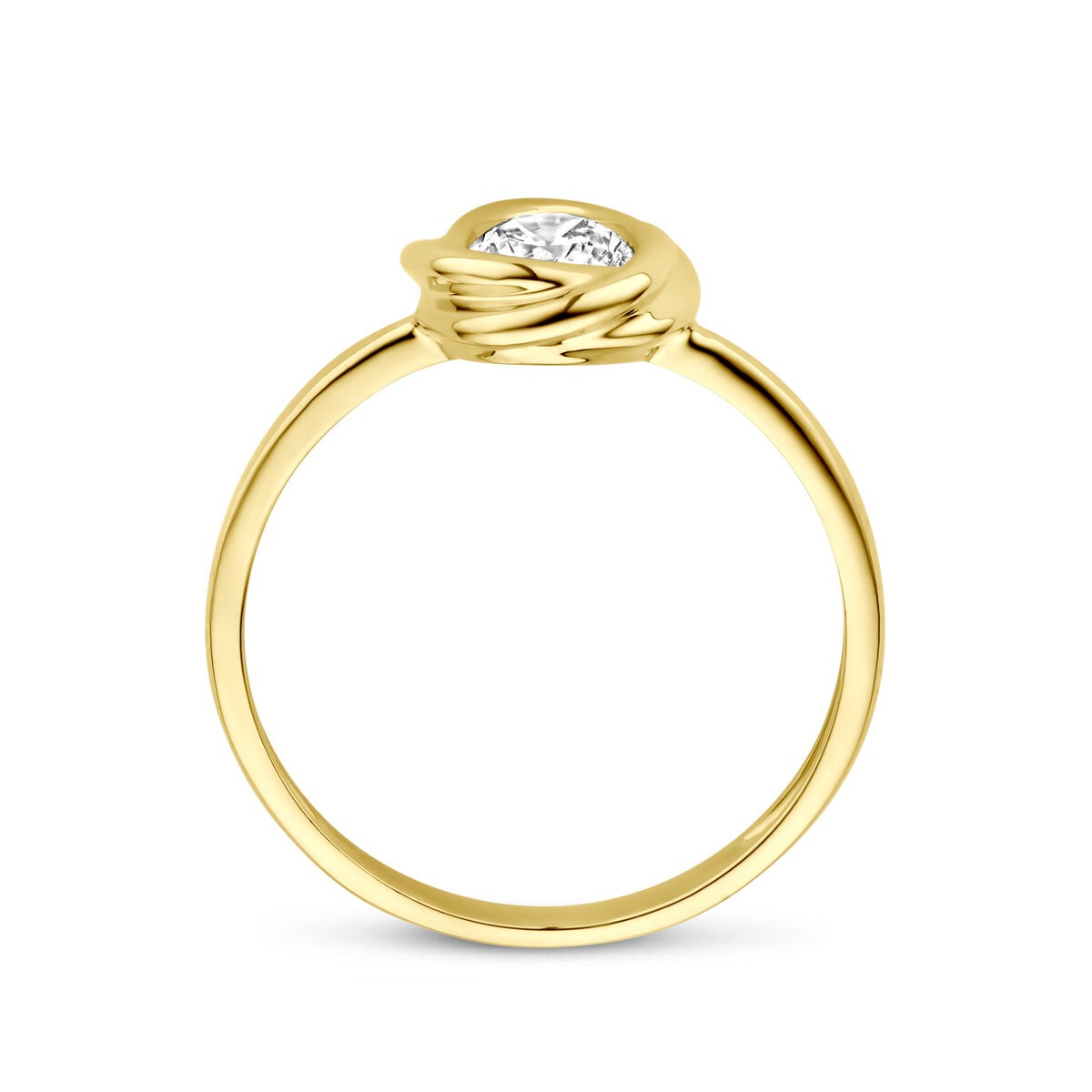 anillo de mujer en oro amarillo de 14k con circonitas - anillo solitario en diseño clásico