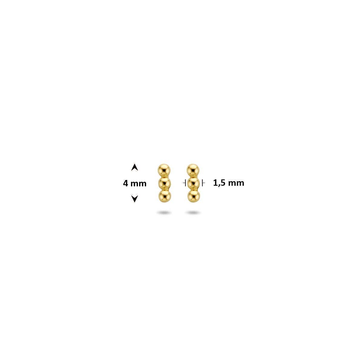 Pendientes de botón de oro con 3 bolitas – 14k
