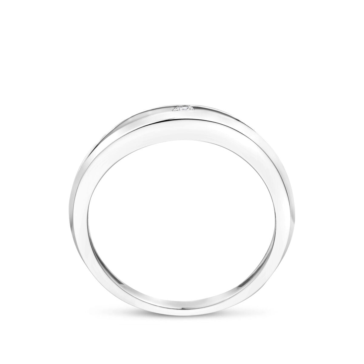 Anillo de plata de mujer con diamante cultivado en laboratorio – 6 mm de ancho