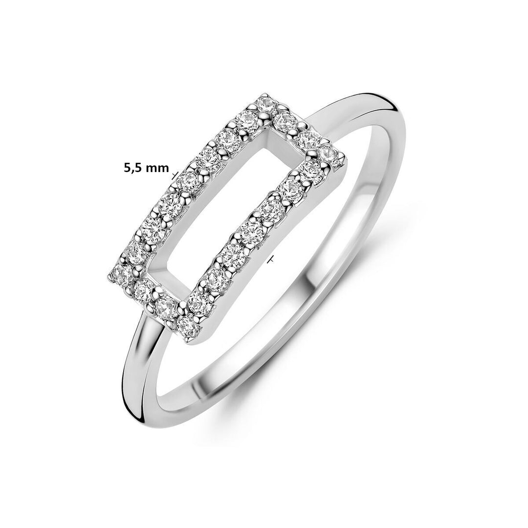 Gerhodineerde 925 zilveren ring met zirkonia