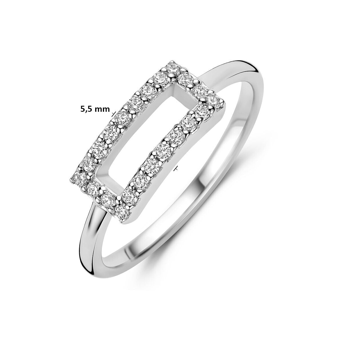 anillo de zirconia plata rodiada