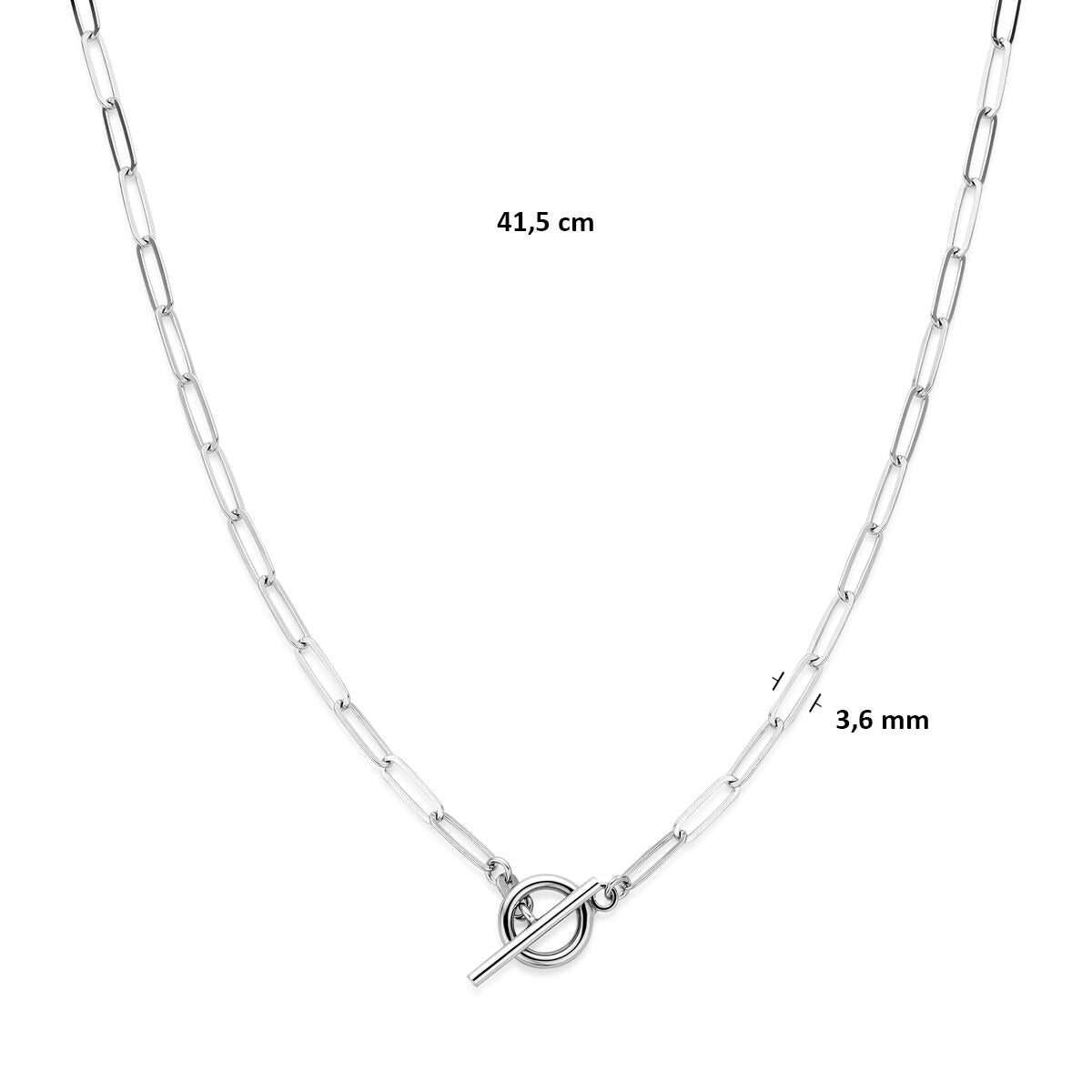 Collar de plata chapado en rodio con cierre de capiteles