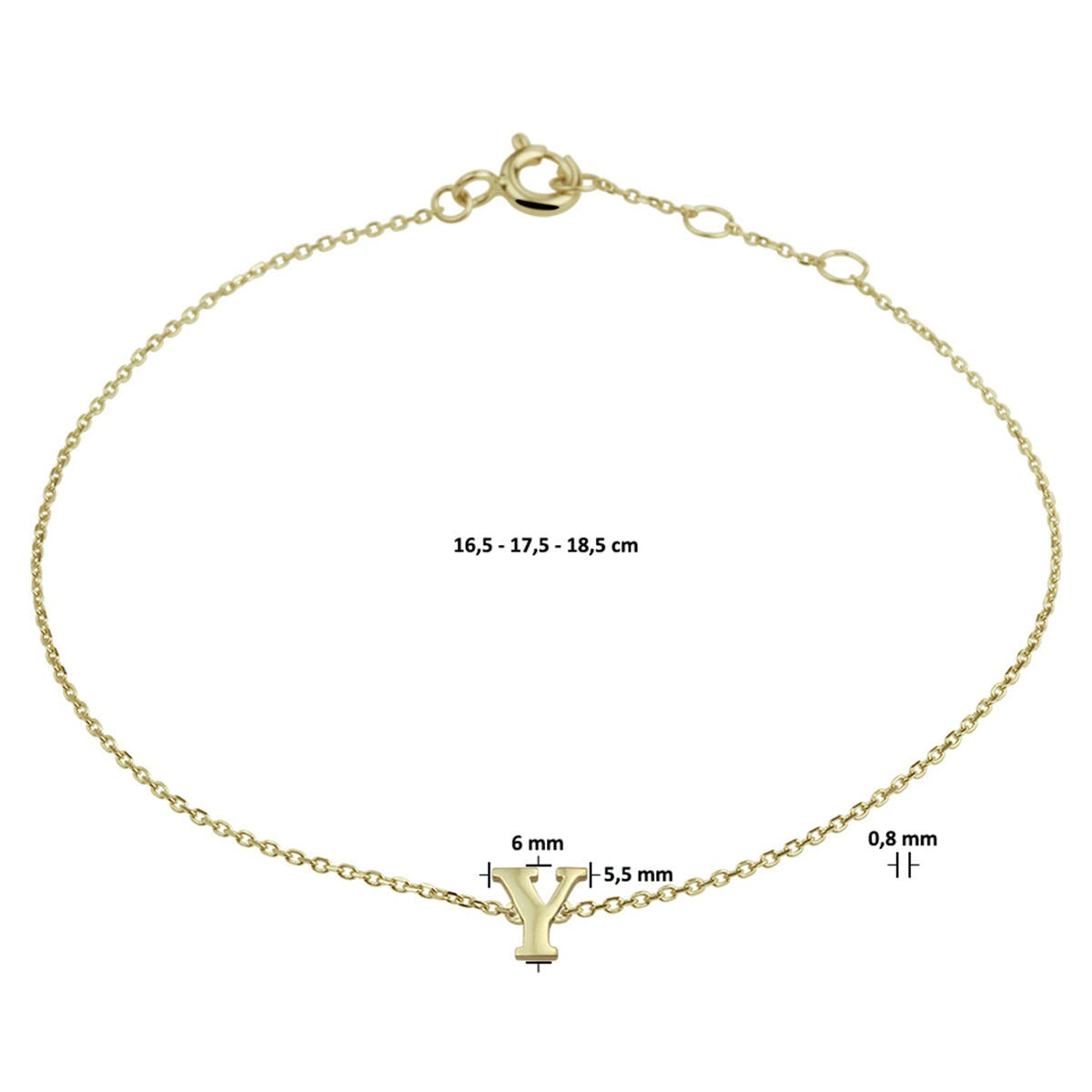 14k Geelgouden ankerarmband met letter