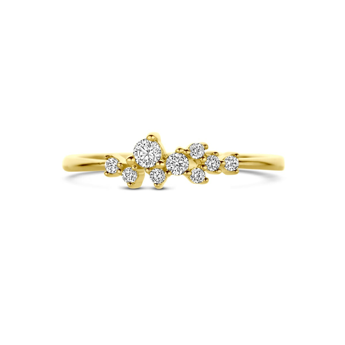 anillo de mujer chapado en oro amarillo con circonitas – brillante y refinado