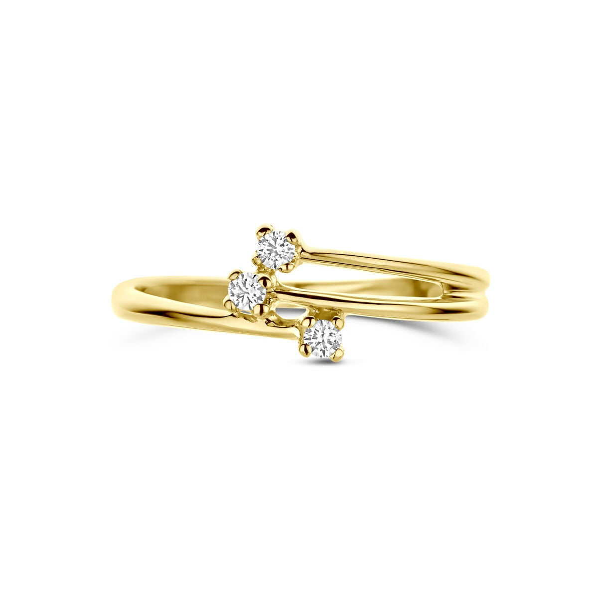 Anillo de mujer en oro amarillo con circonitas – 14k oro amarillo