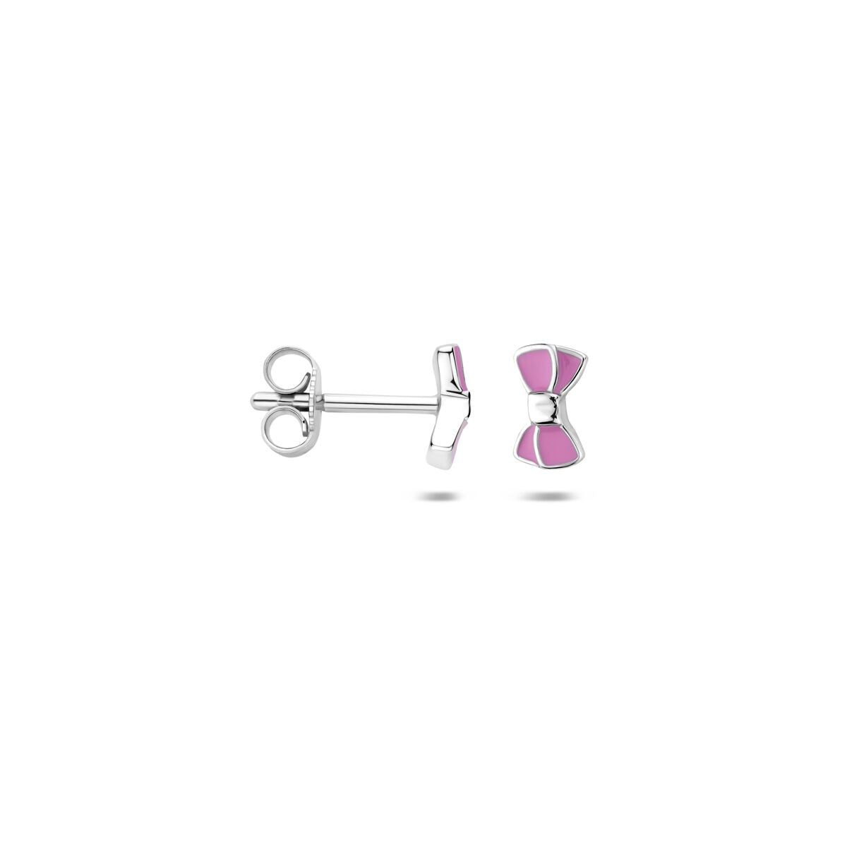 Pendientes infantiles de plata con lazo – rodiados 925