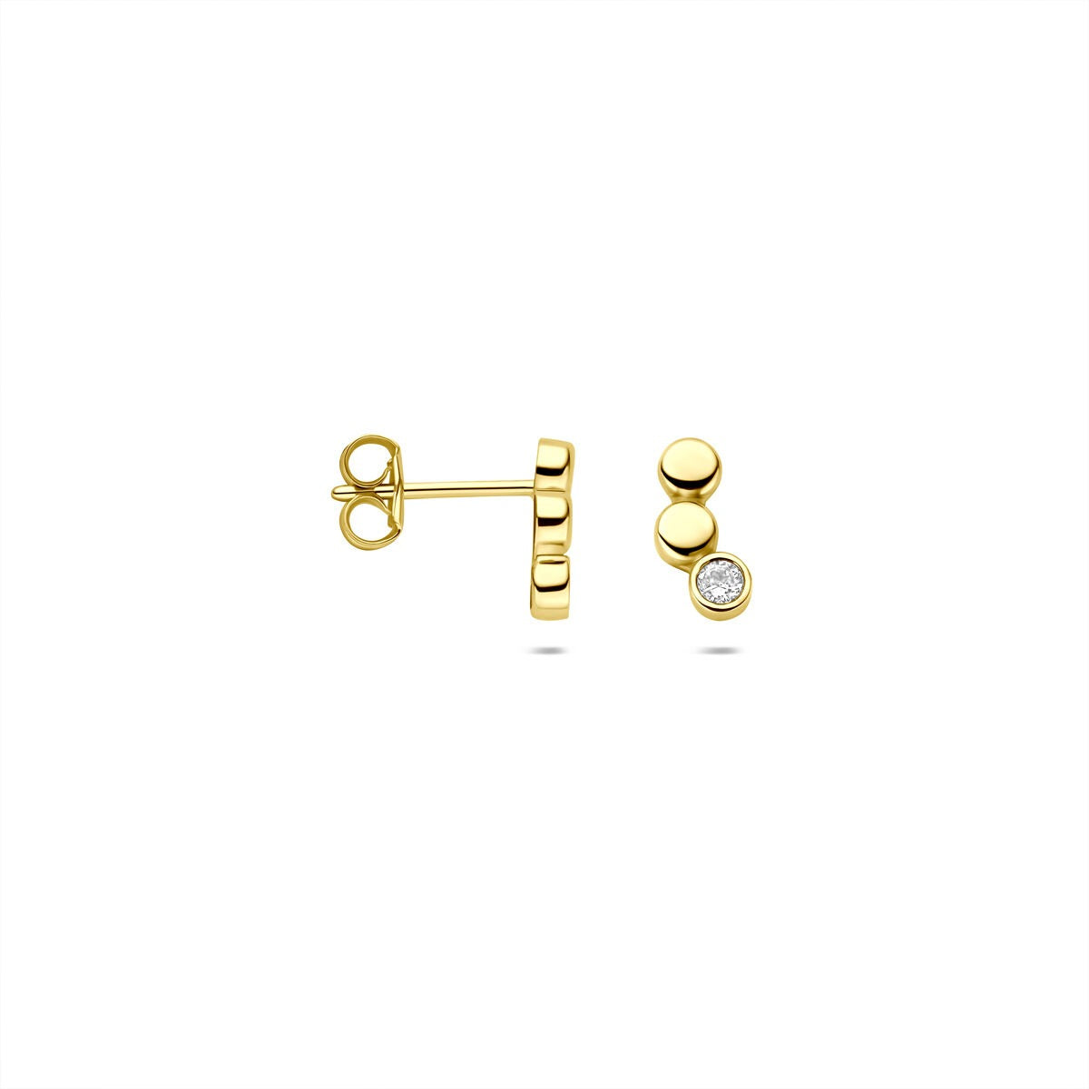 pendientes de botón de oro amarillo con circonitas – 8,5x4mm