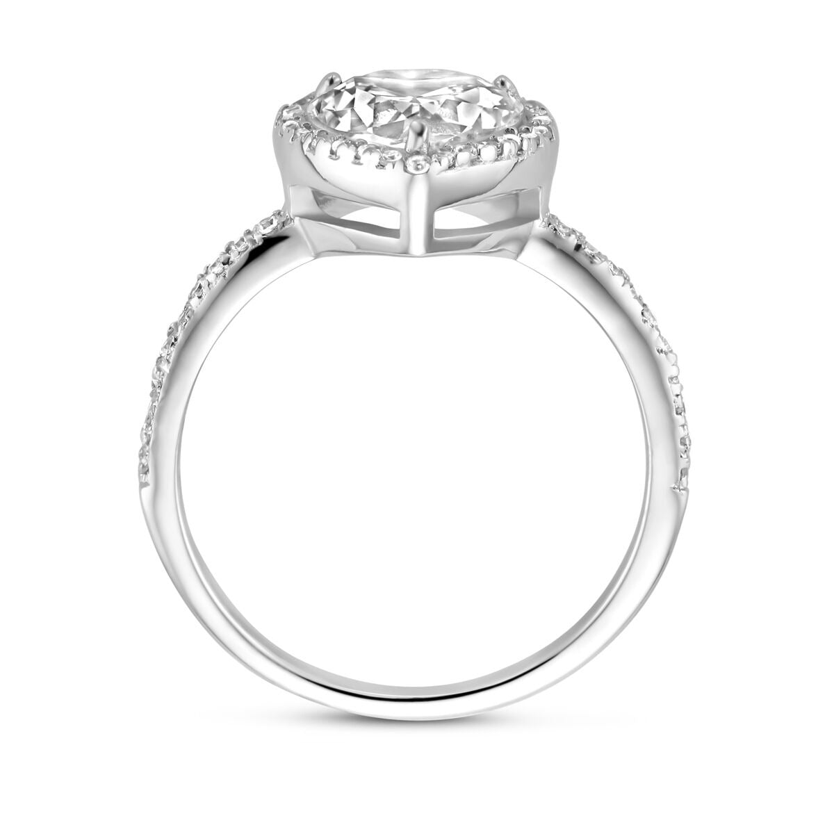 Anillo de mujer de plata – forma de corazón con circonita