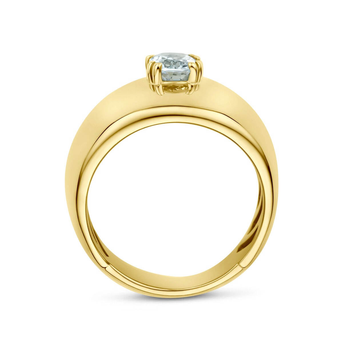 anillo de oro amarillo de 14k con aguamarina
