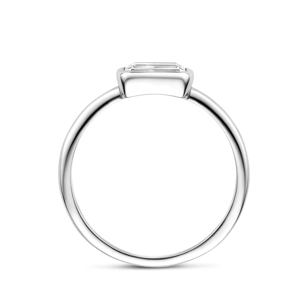anillo de zirconia plata rodiada