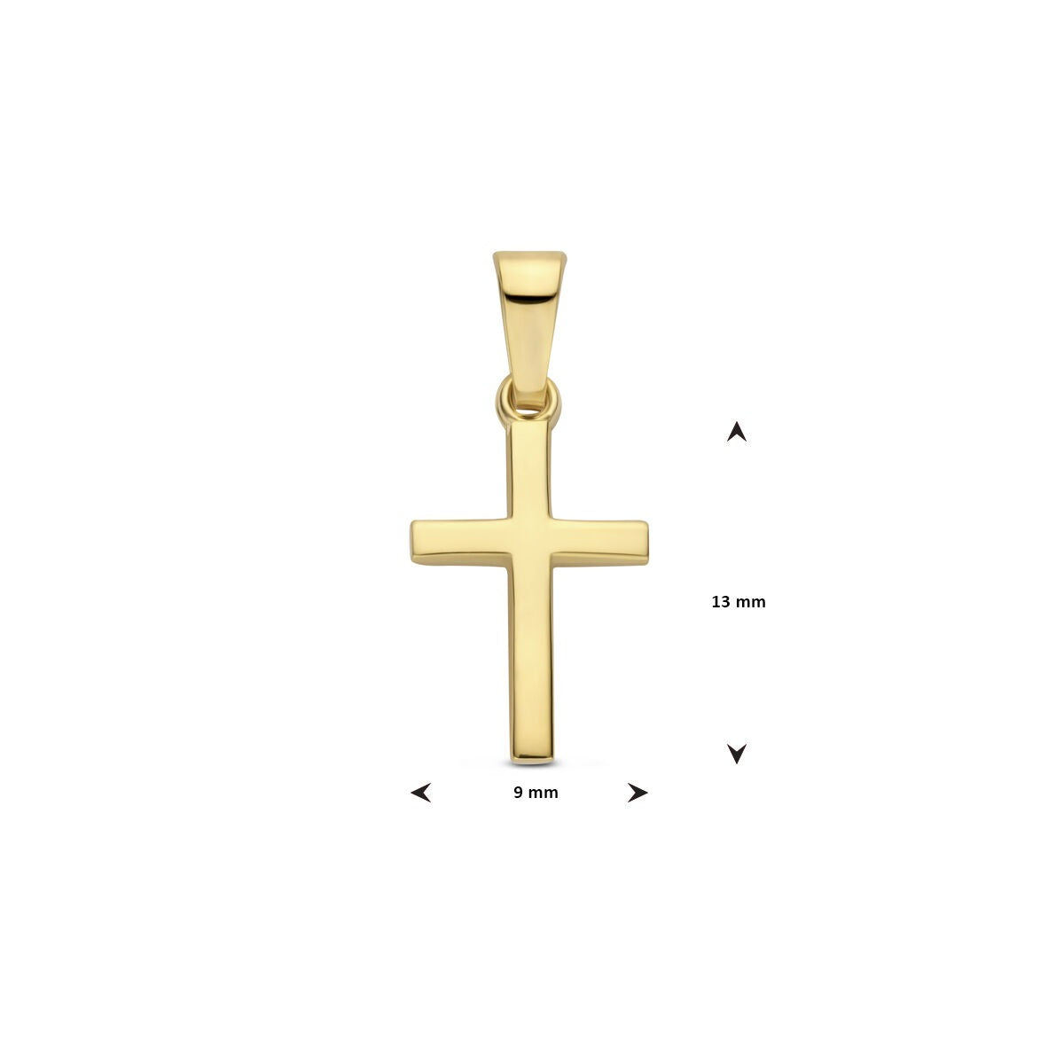 colgante de cruz de oro amarillo de 14k – símbolo clásico en formato refinado
