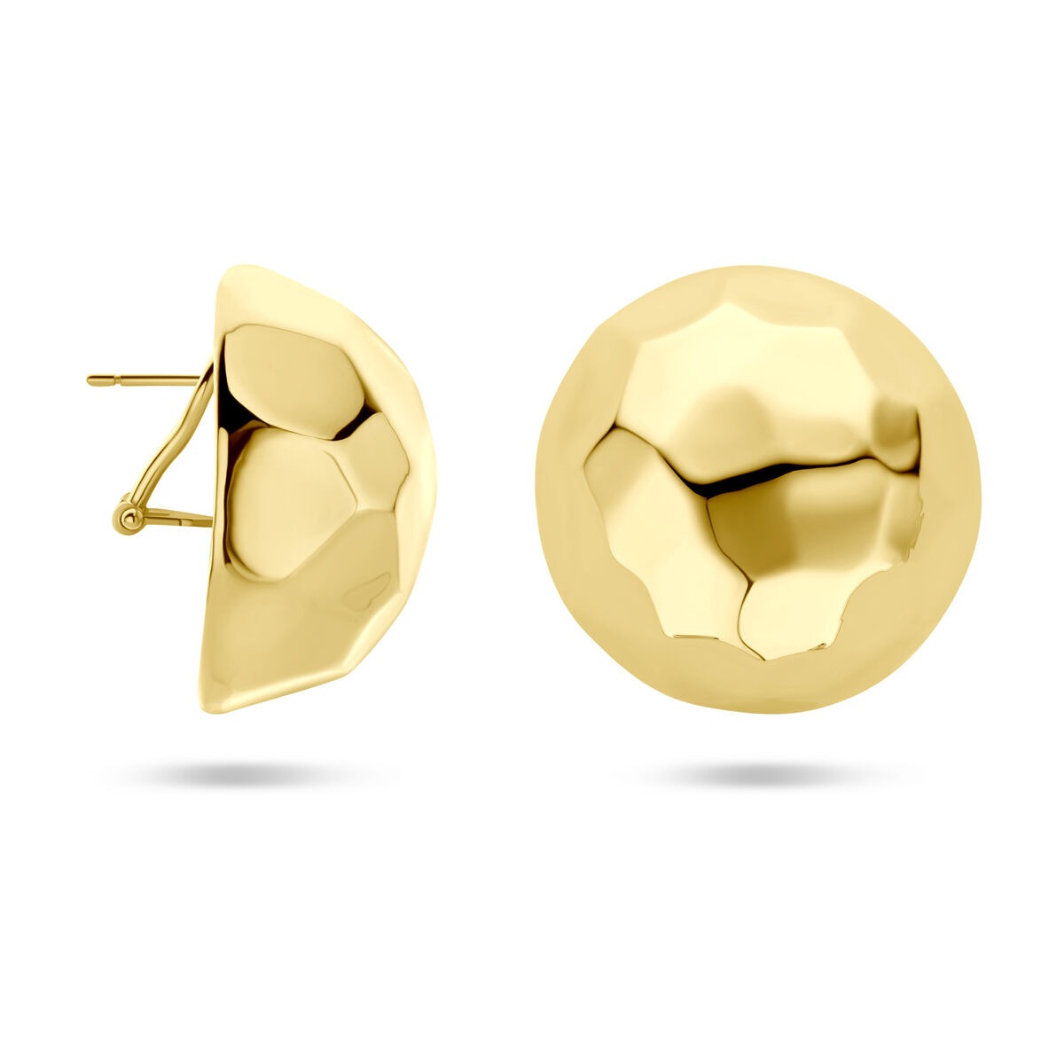 Pendientes de botón chapados en oro – 30 mm, oro amarillo sobre plata 925