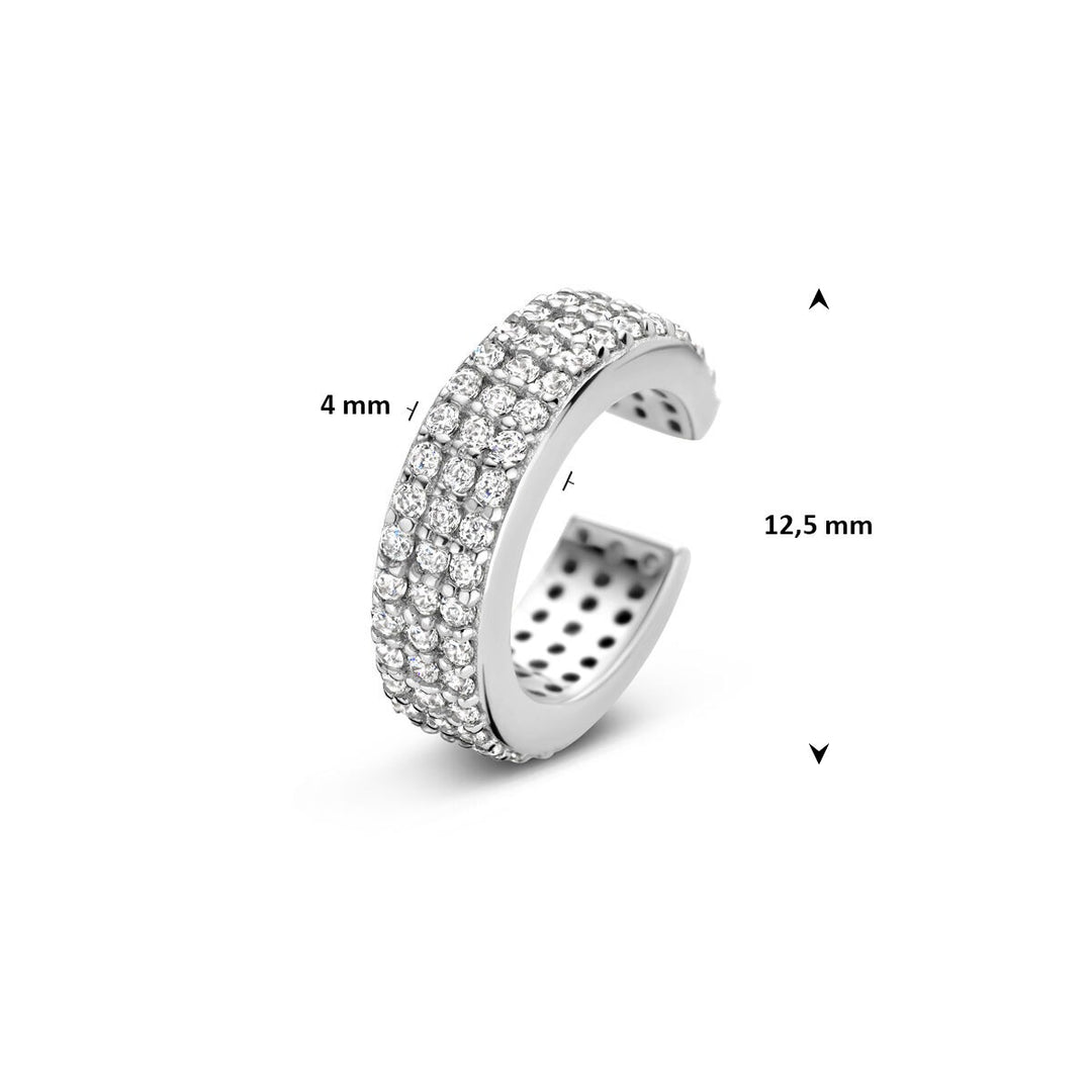 Zilveren ear cuff met zirkonia – gerhodineerd 925