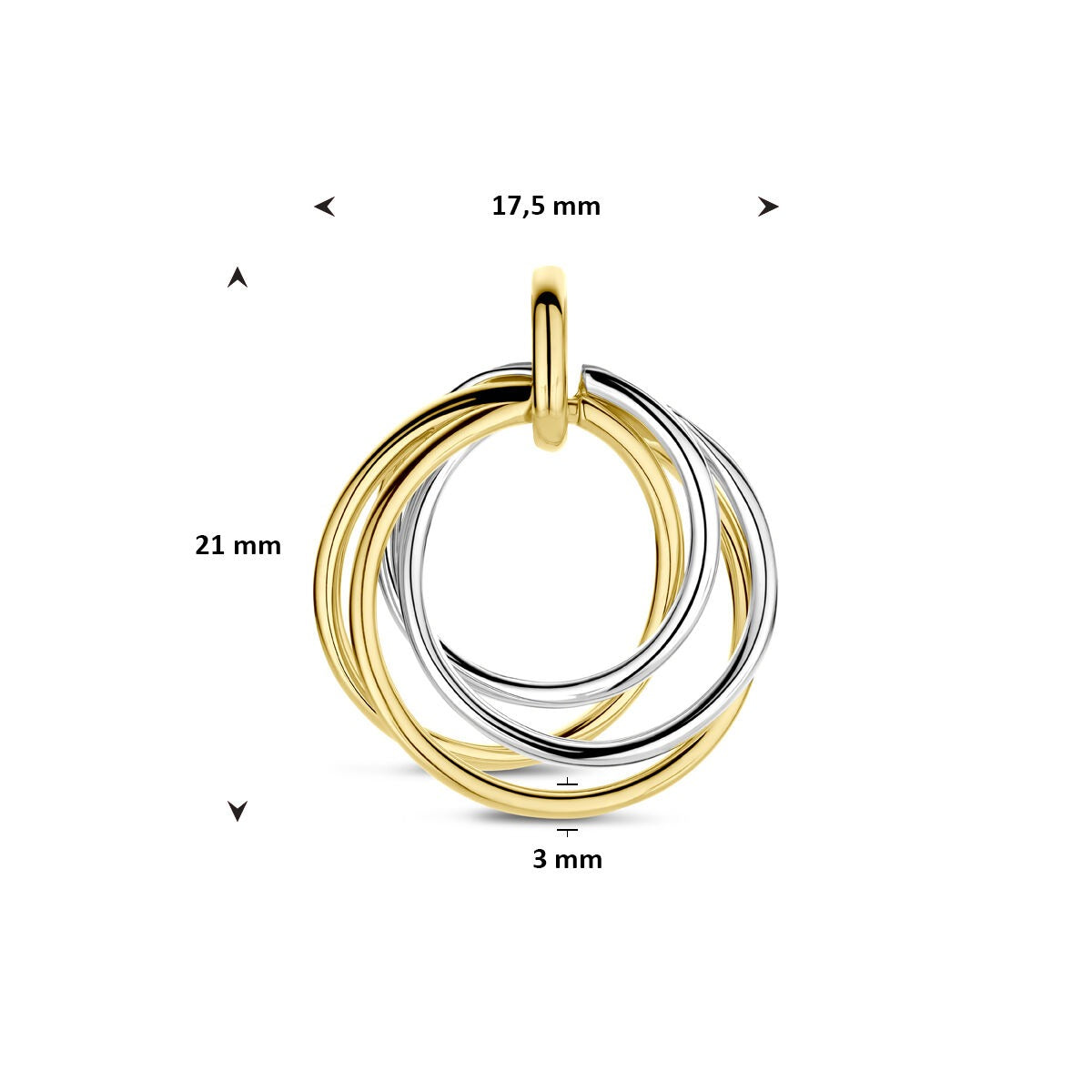 colgante de 14k bicolor de oro amarillo y oro blanco – de mujer 21 mm