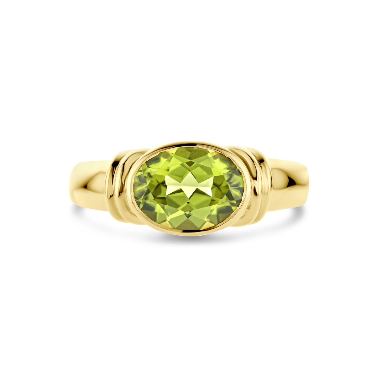 Anillo de mujer de oro – 14k con peridoto ovalado